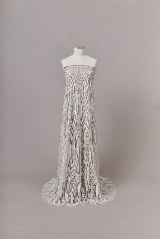 S0632 EMBROIDERED TULLE WITH SEQUINS AND BEADS
