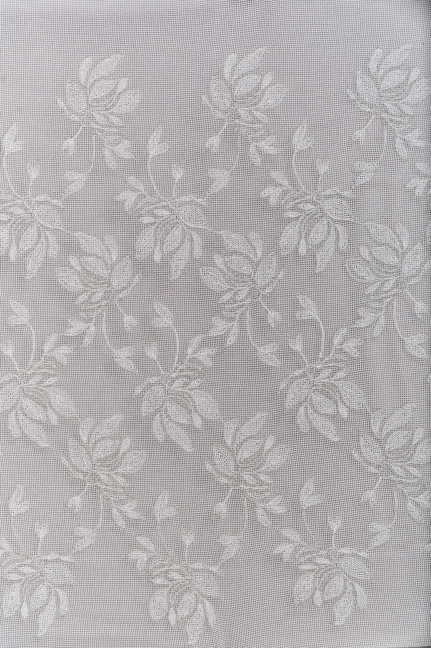 S0714 - Cotton guipure embroidered with silver beads