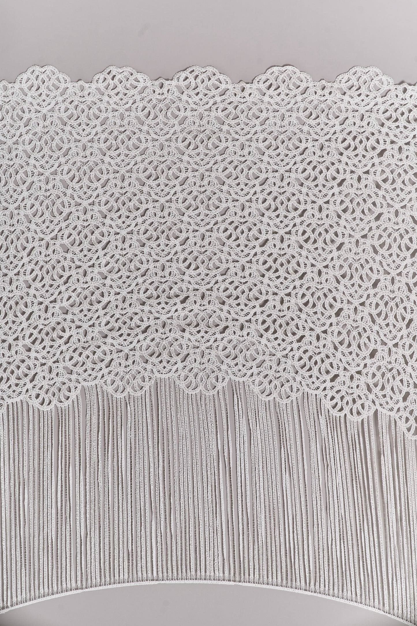 S0713 - Cotton guipure with fringe, embroidered with silver beads