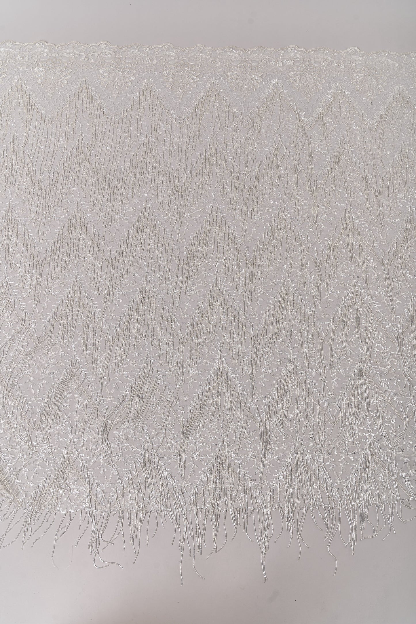 676 Silver - Embroidered tulle with lurex, silver beads, and silver sequins