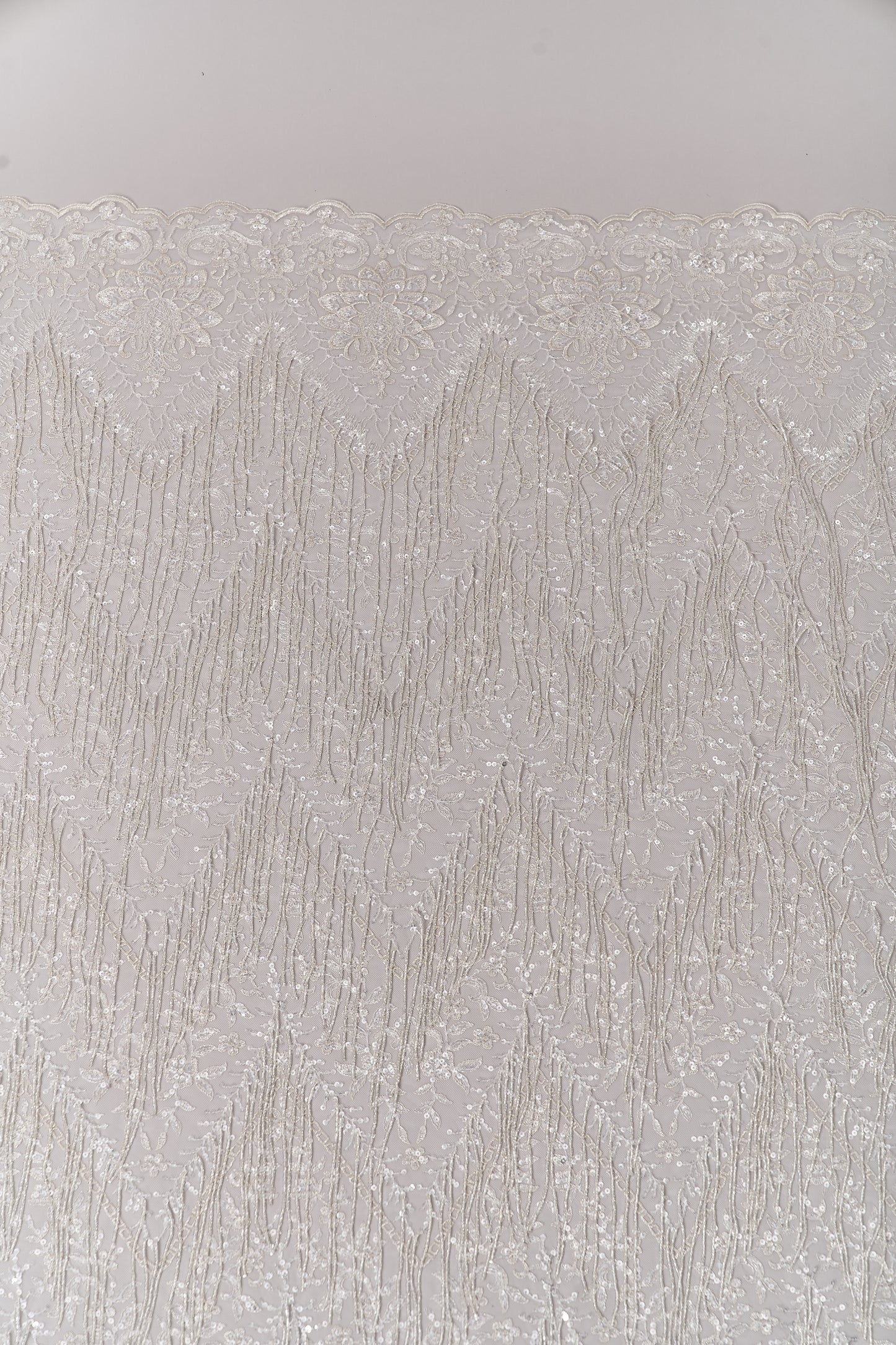 676 Silver - Embroidered tulle with lurex, silver beads, and silver sequins