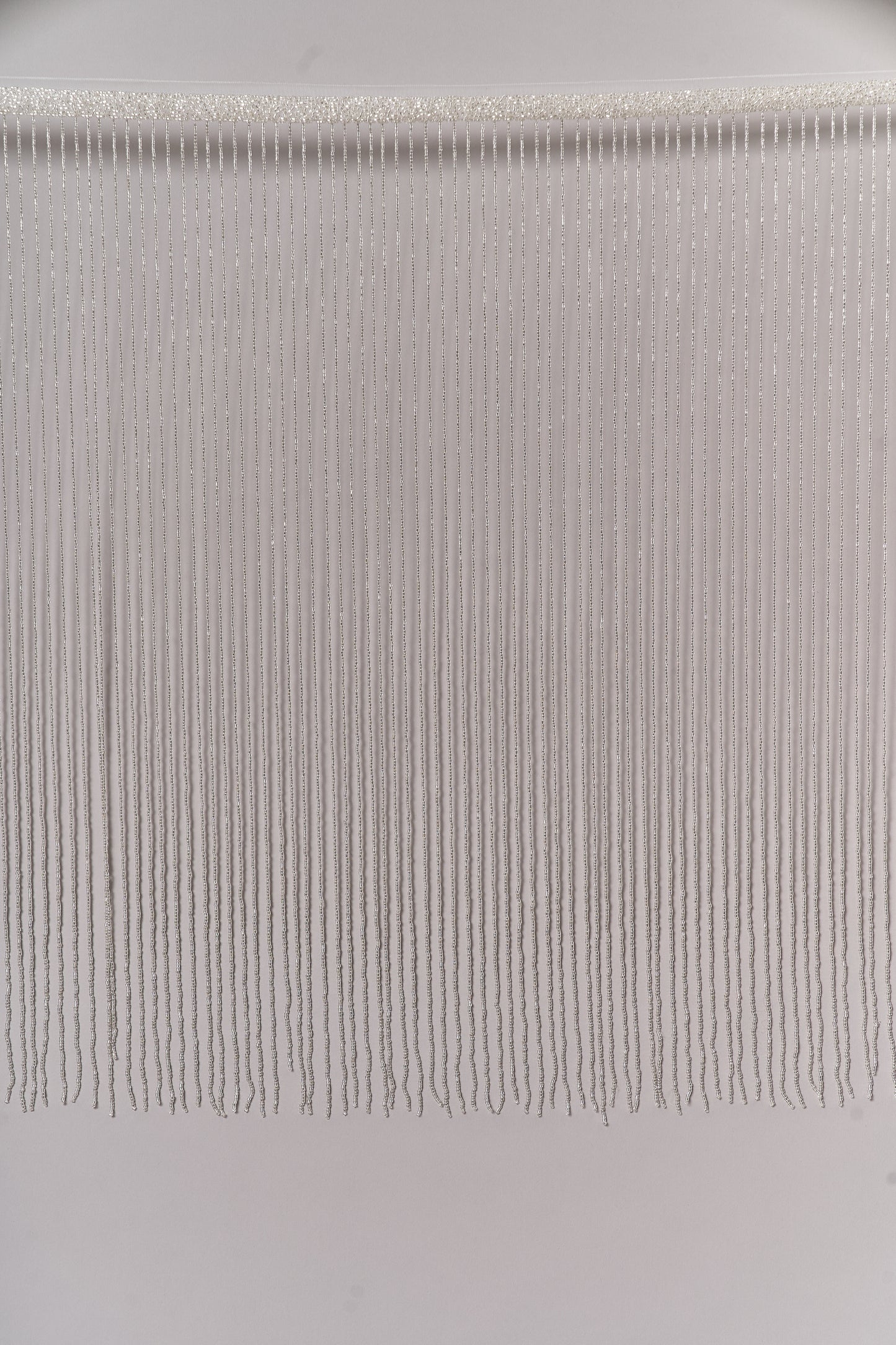 S0708 - Silver bugle bead fringe trim