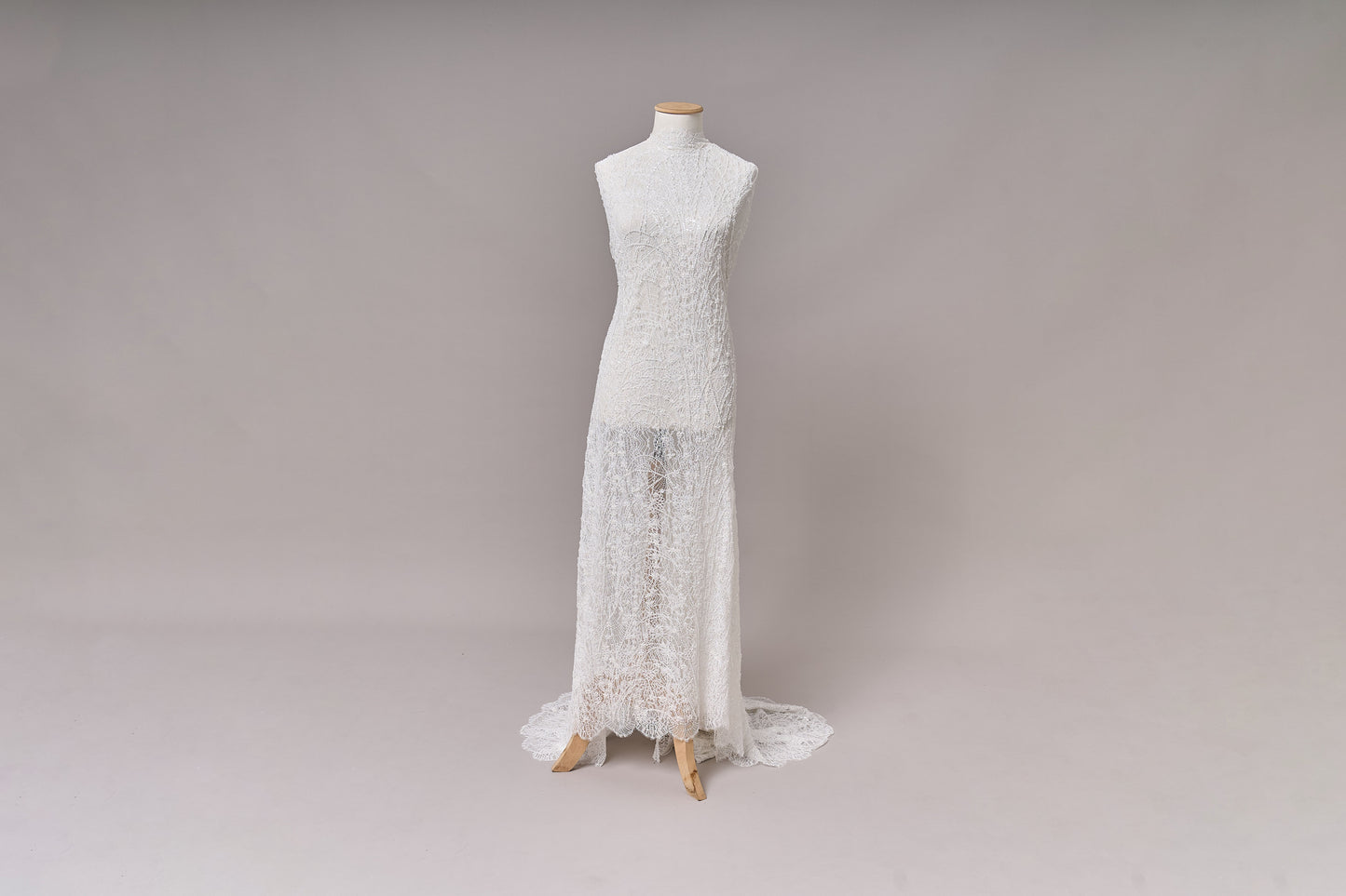 S0677 - Embroidered lace with off-white beads, transparent and silver sequins