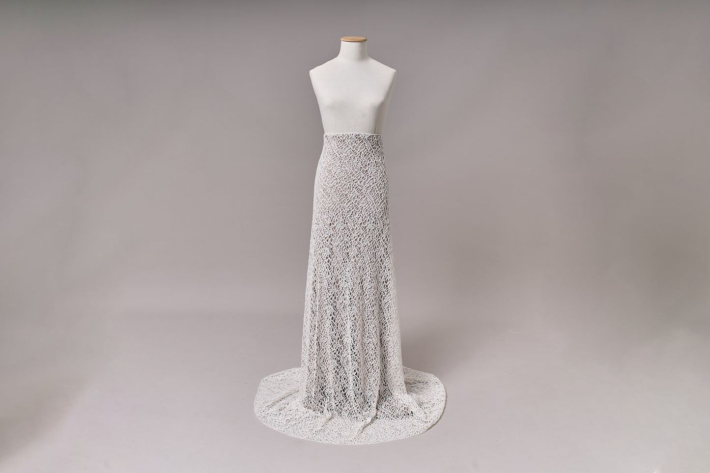 S0687 - Embroidered netting with matte off-white sequins and off-white beads