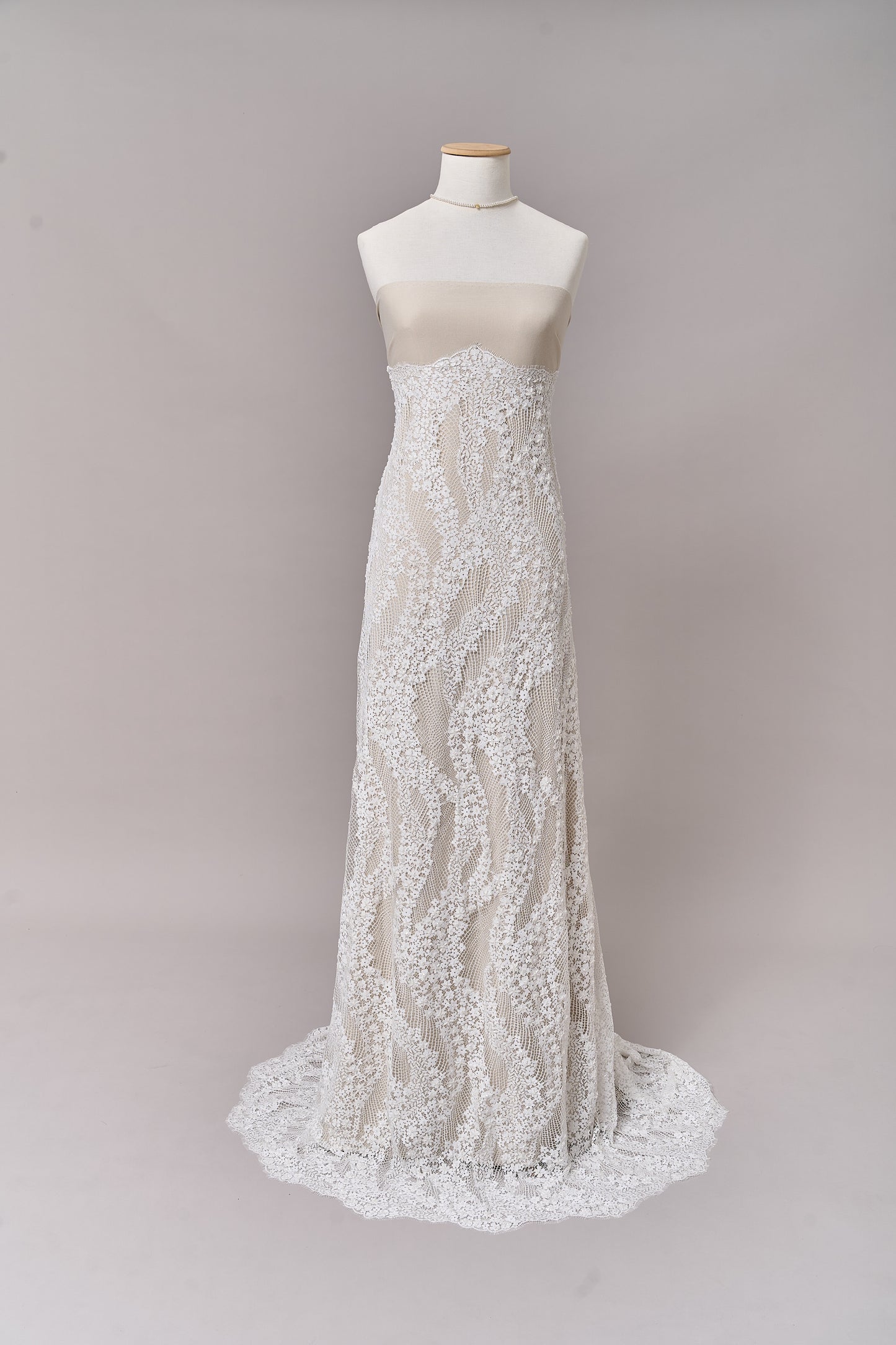 S0679 - Embroidered lace with off-white &nbsp;beads, long off-white bugle beads, and transparent sequins