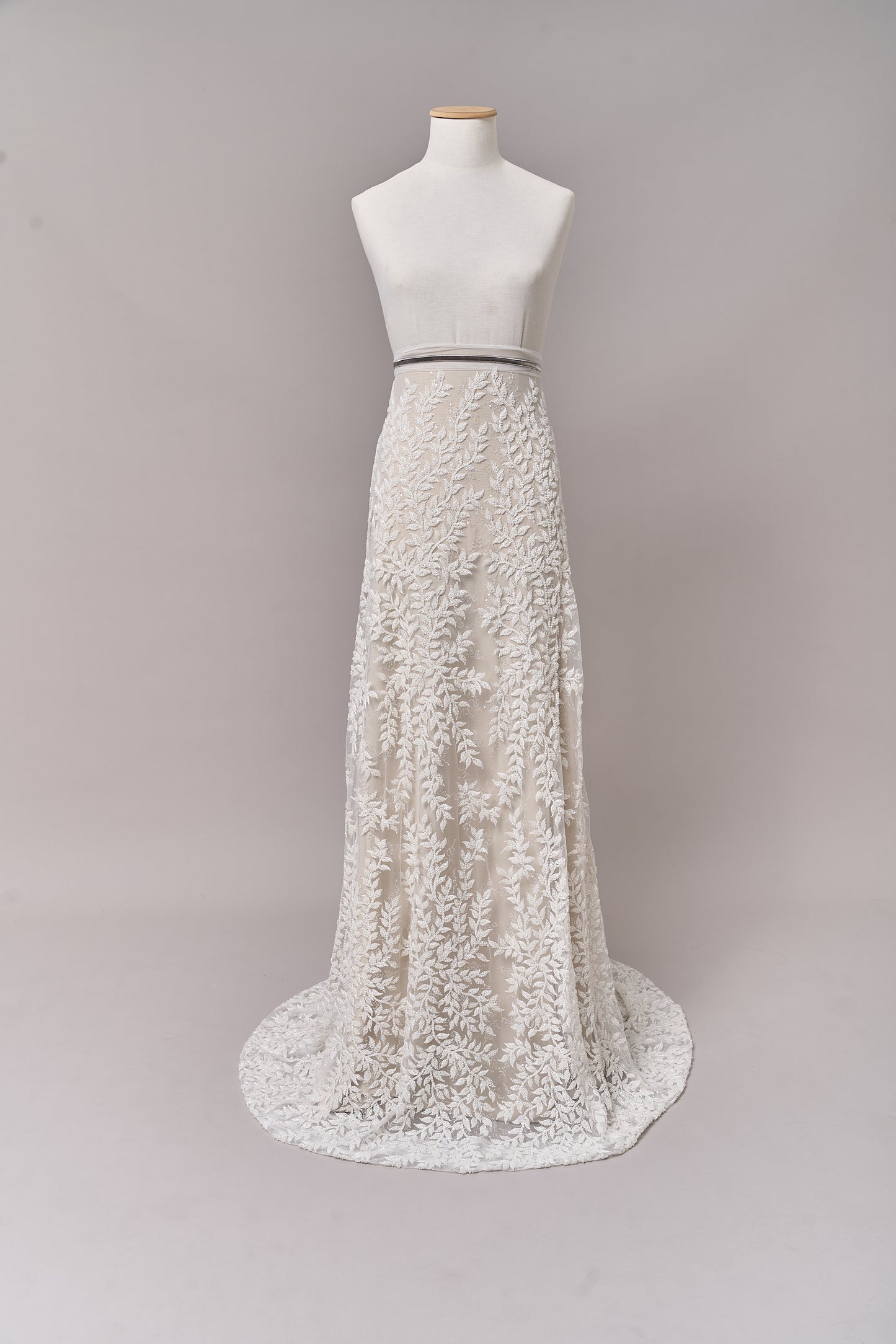S0692 - Embroidered tulle with off-white beads and transparent sequins