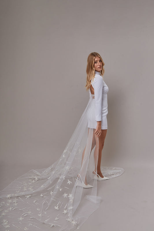S0639 HAND-PAINTED FLORAL TULLE