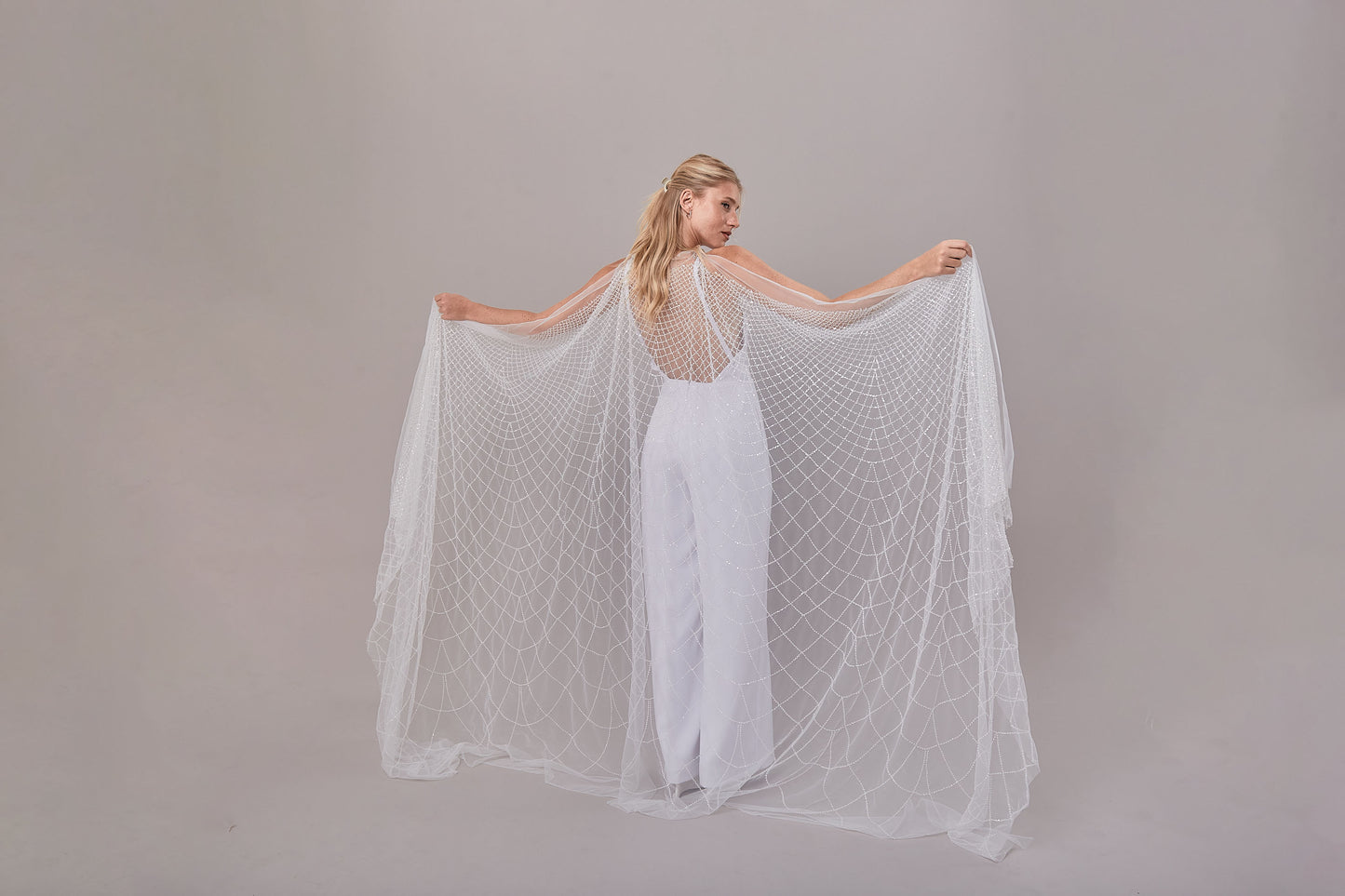 S0645 OFF WHITE BEADED TULLE