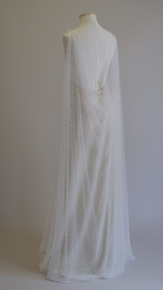 S0527 EMBROIDERED TULLE WITH PEARLS