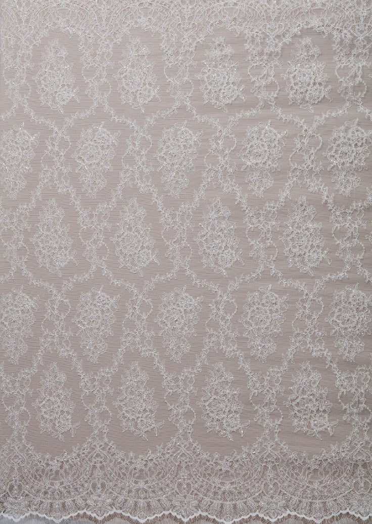 S0249 CHANTILLY EMBROIDERY LACE WITH BEADS