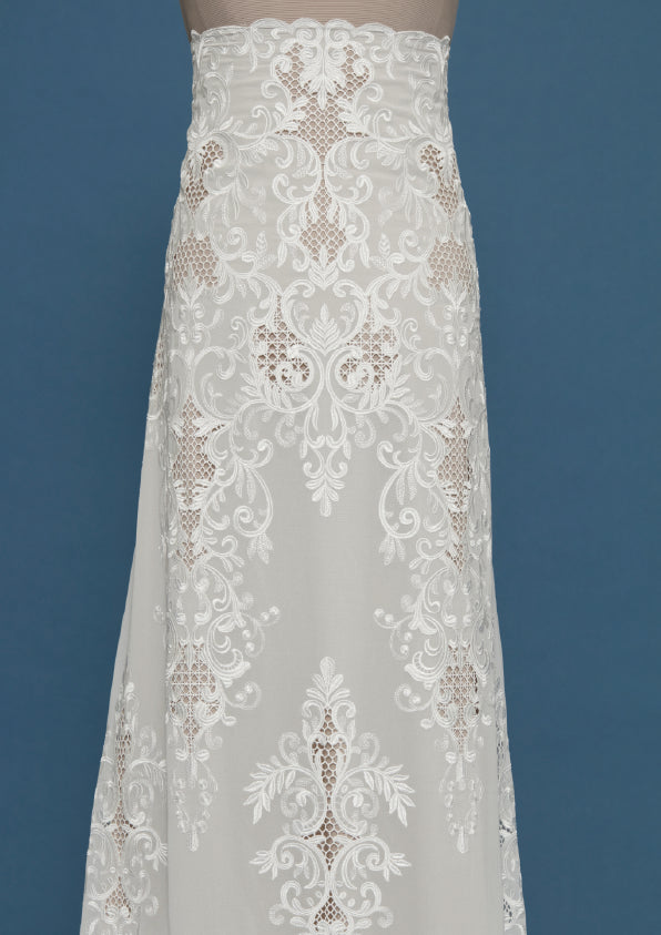 S0433 EMBROIDERED CHIFFON WITH GUIPIURE DETAILS