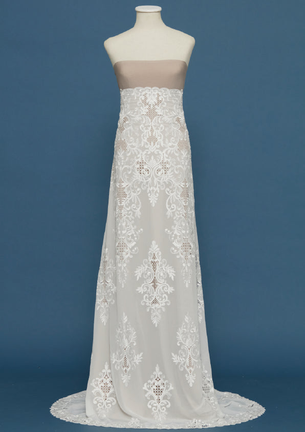 S0433 EMBROIDERED CHIFFON WITH GUIPIURE DETAILS