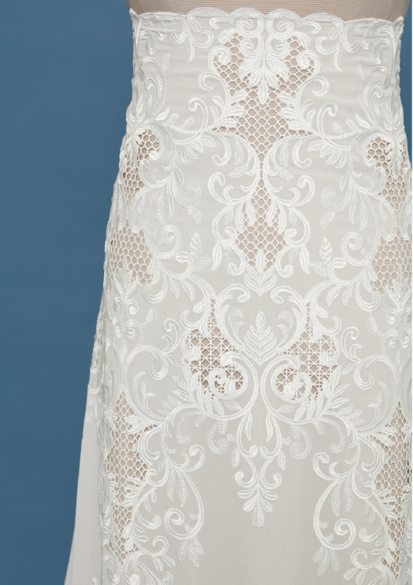 S0433 EMBROIDERED CHIFFON WITH GUIPIURE DETAILS