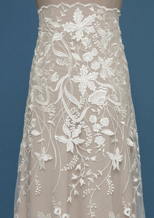 S0472 EMBROIDERED TULLE WITH FLOWERS