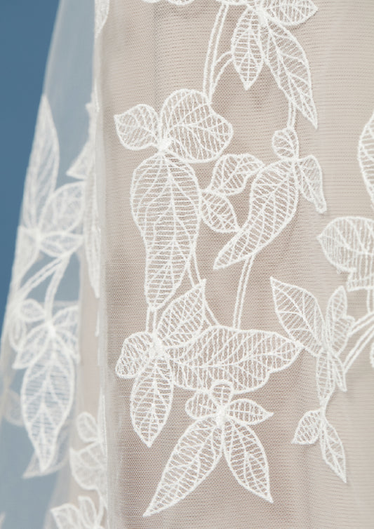 S0478 EMBROIDERED TULLE WITH LEAVES