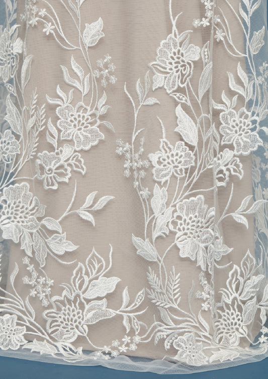 S0499 EMBROIDERED TULLE IN PROGRESSION WITH FLOWERS