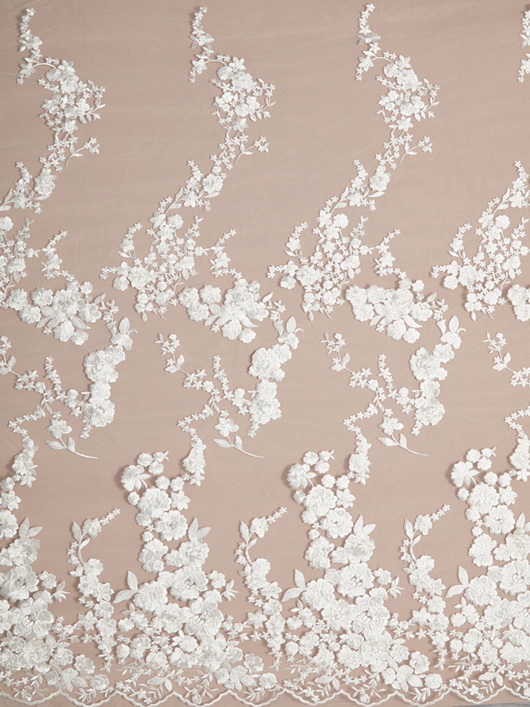 S0086 EMBROIDERED TULLE WITH 3D FLOWERS