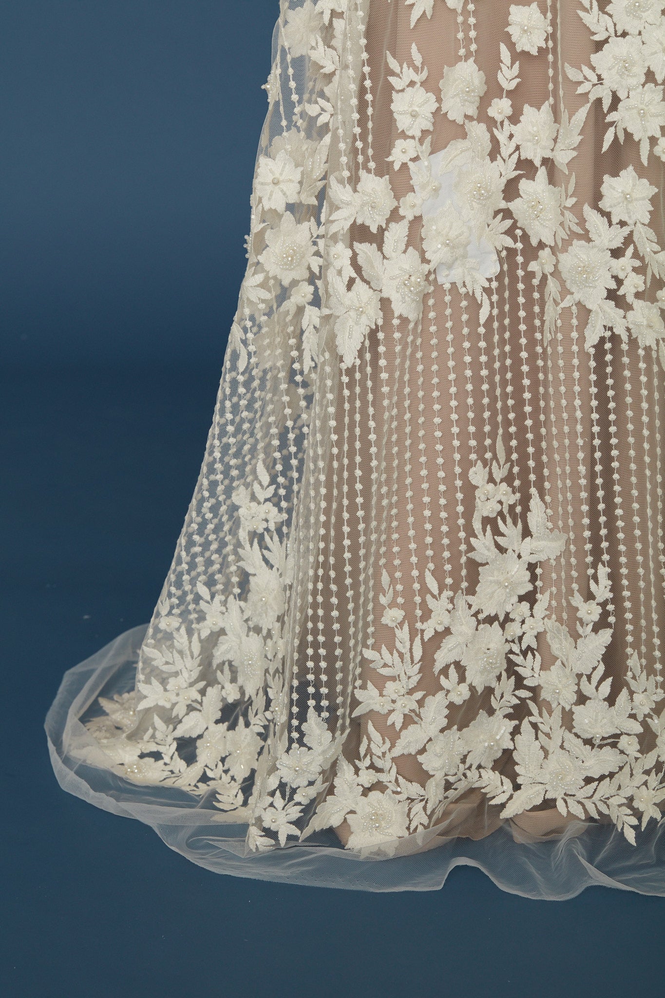 S0371 EMBROIDERY TULLE WITH PEARLS AND BEADS