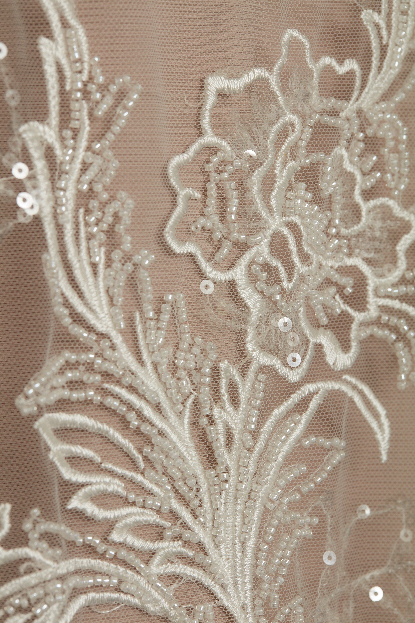 S0370 EMBROIDERY TULLE WITH BEADS AND SEQUINS - LAST 3.3 METER